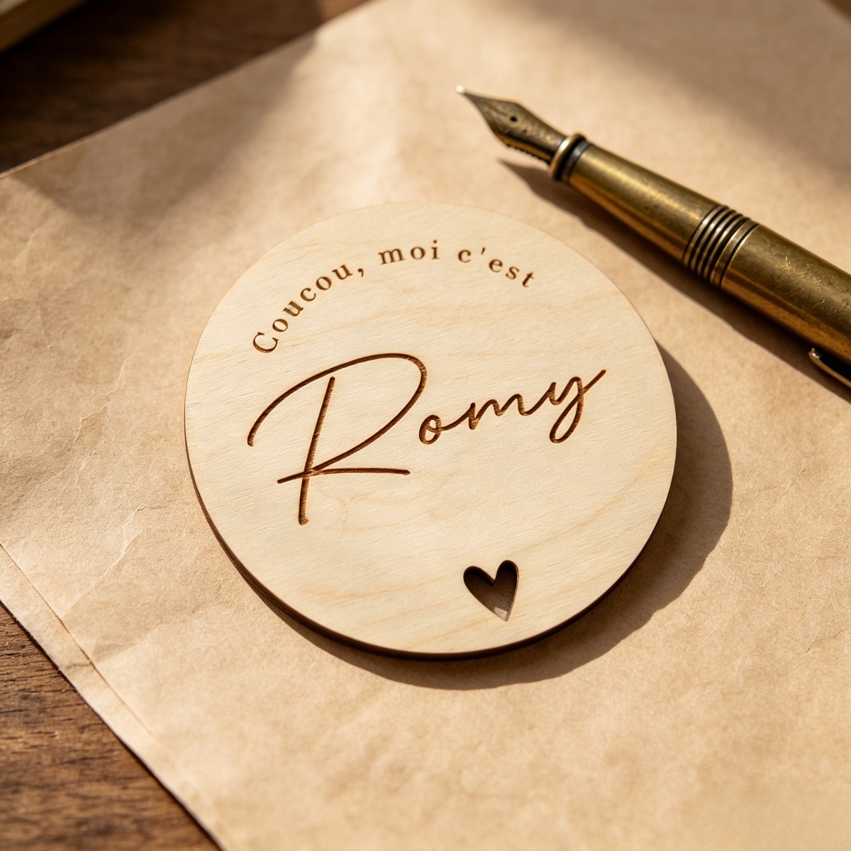 Industrial Laser Marker - Custom Round Wooden Name Plaque, Laser