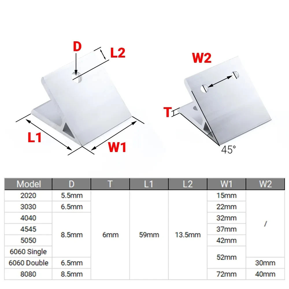 4Pcs 45 Degree Angle Corner Br - Aluminum T-Slot Profile 评论和价格