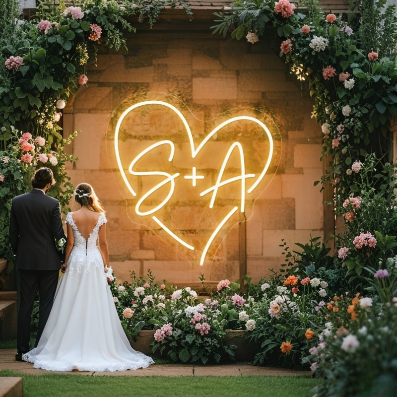 Custom Initials Heart LED Neon - Industrial Laser Marker 评论和价格