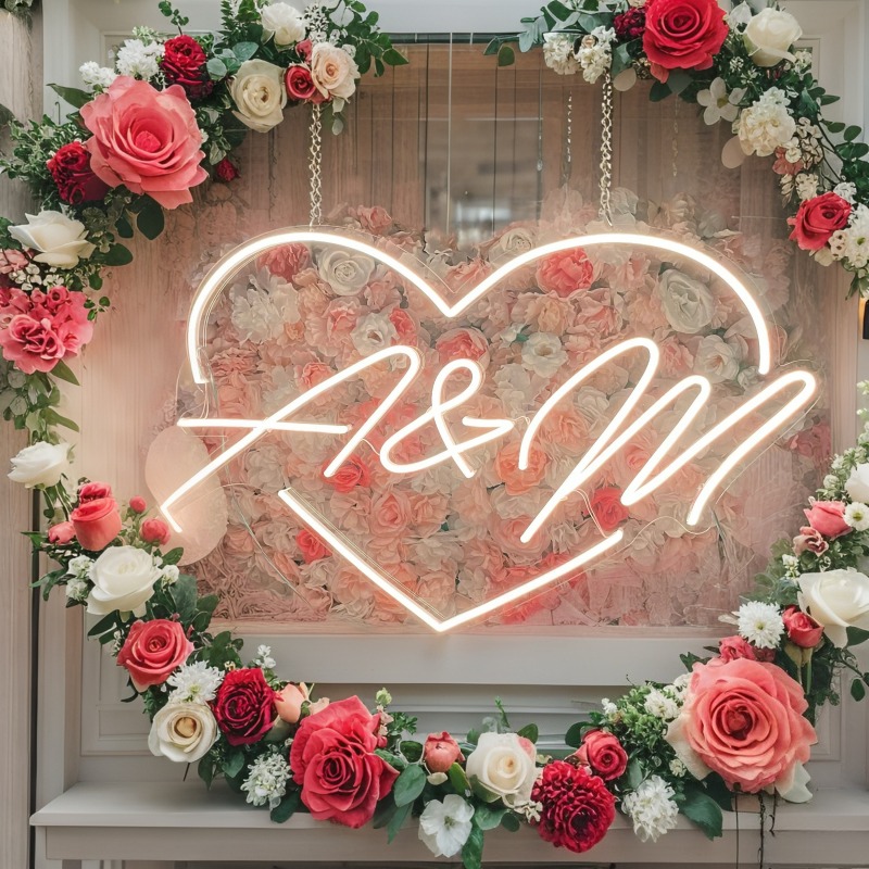 Custom Initials Heart LED Neon - Industrial Laser Marker 评论和价格